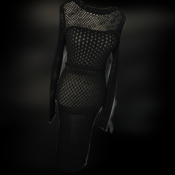 NWOT Venus Crochet Knit Lightly Nude Lined Bodycon Dress - Picture 4 of 14